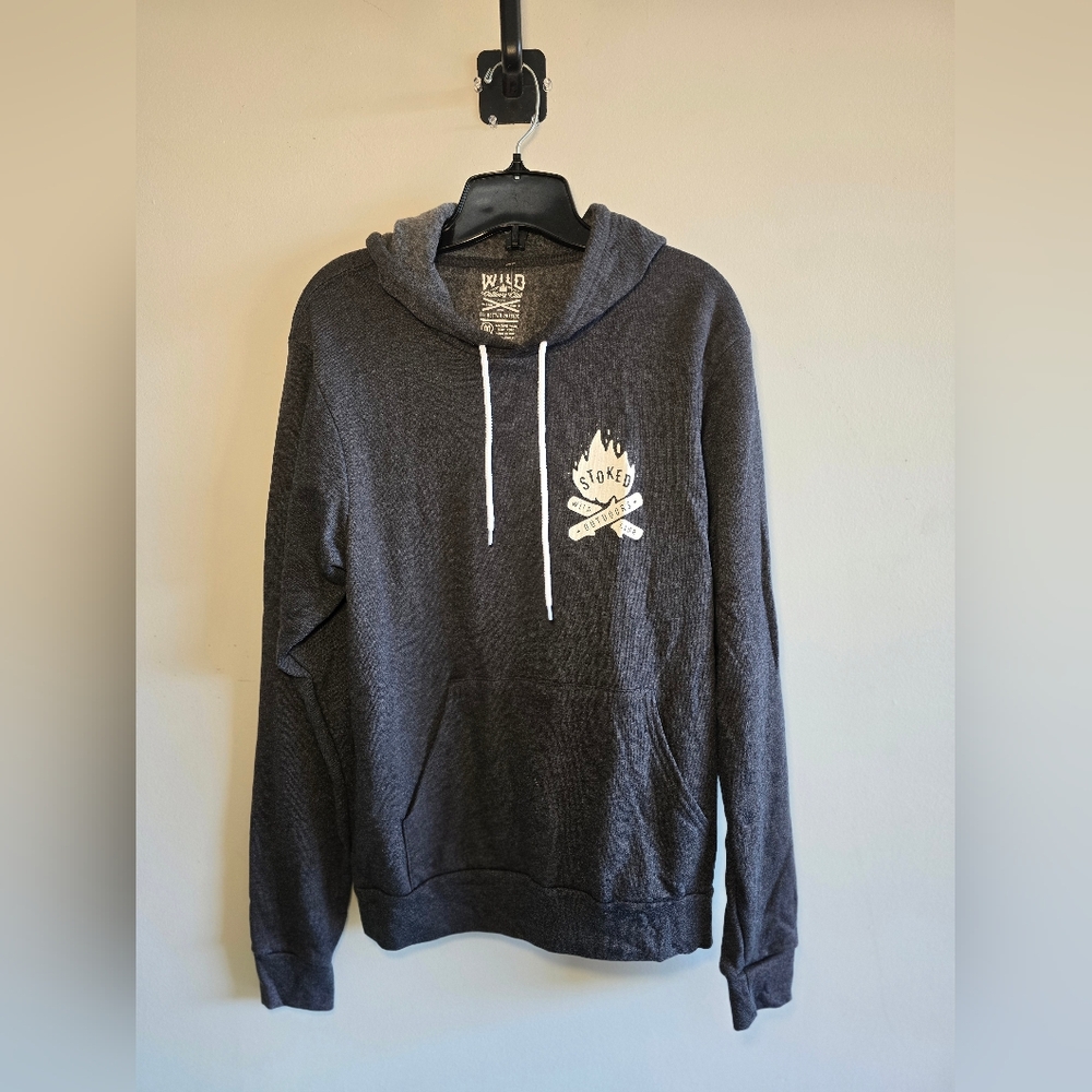 Gray and White Pullover Hoodie Sweatshirt